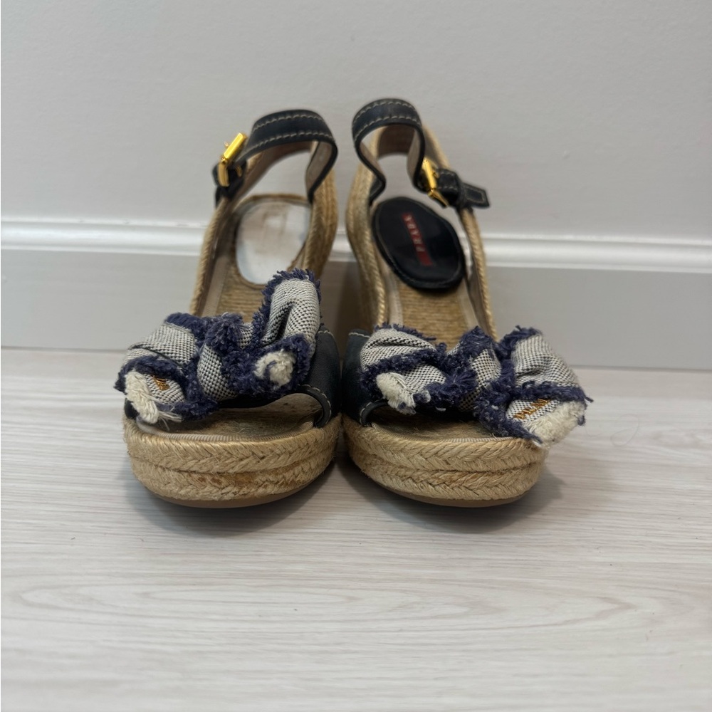 Prada Denim Espadrille Wedges - Picture 2 of 6
